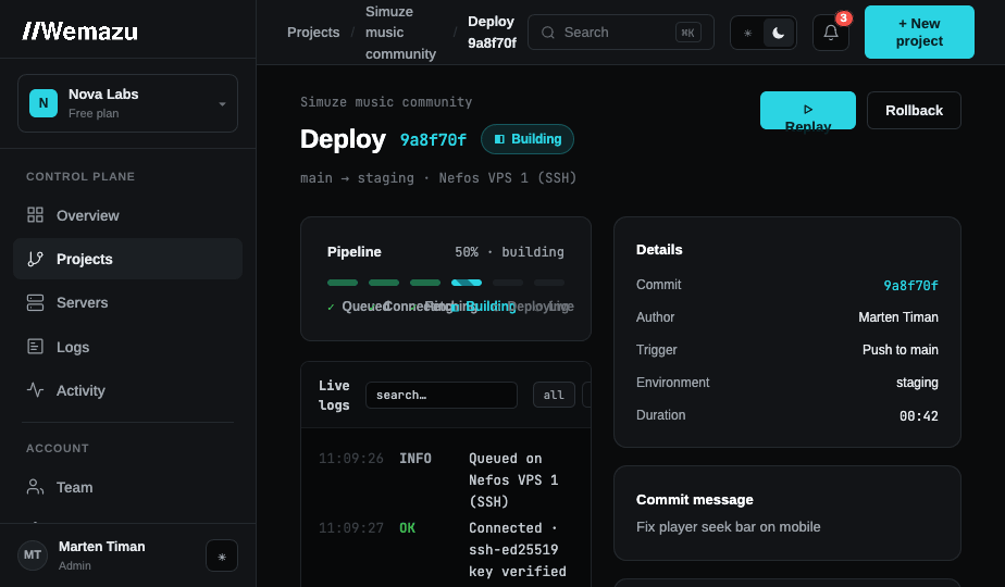 Live deployment