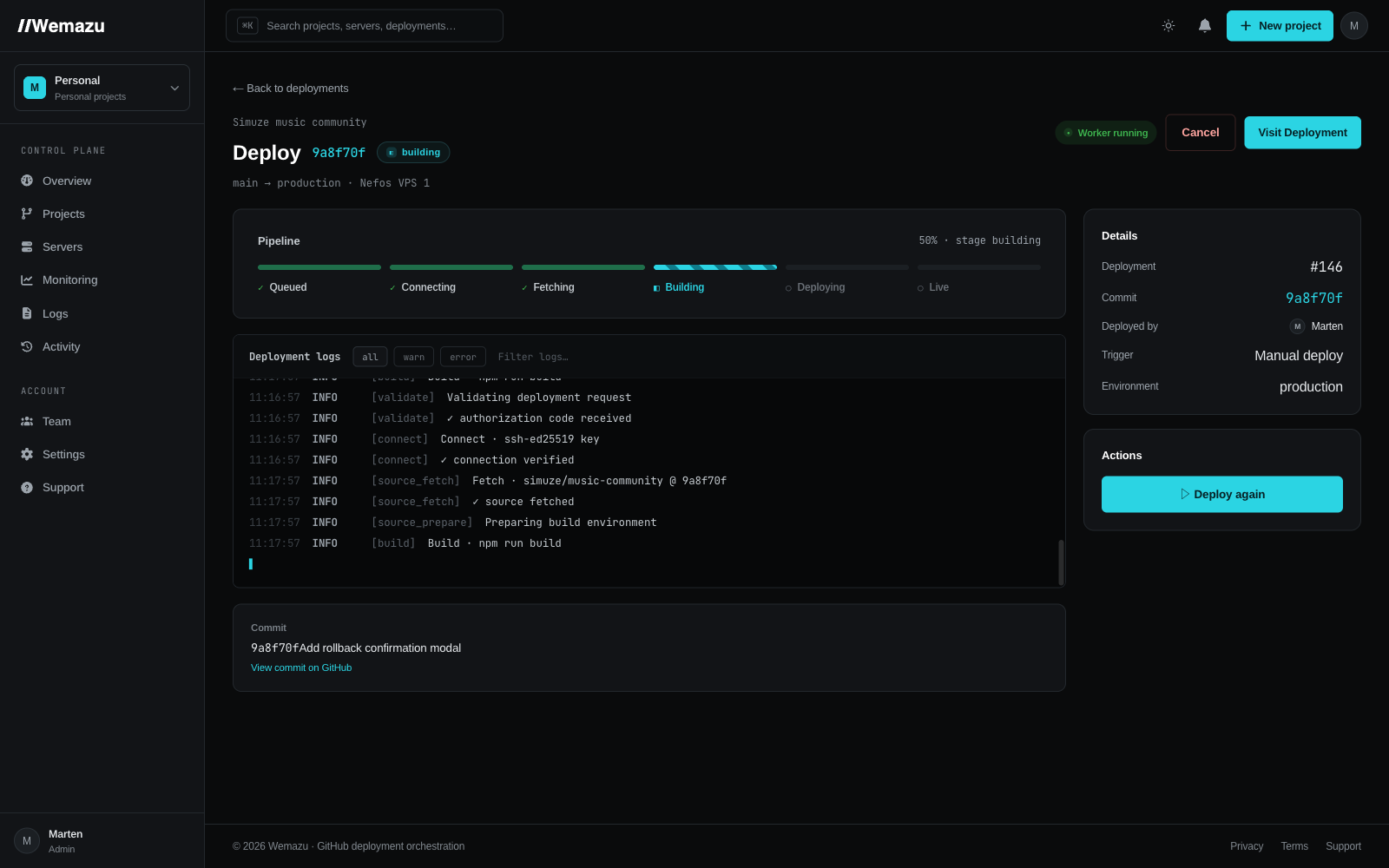 Honest progress, streaming logs.